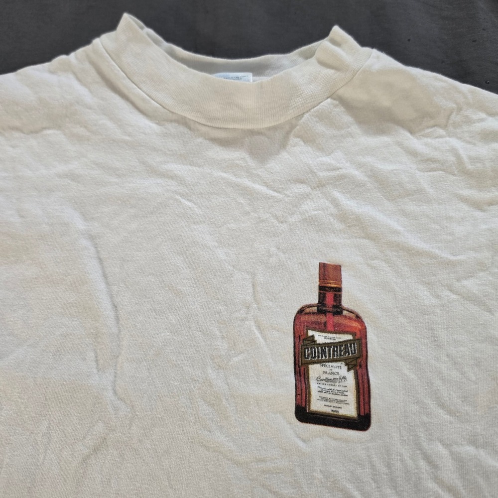 Vintage Hanes Beefy-T Cointreau Liqueur Bottle Graphic T-Shirt Mens XL White USA